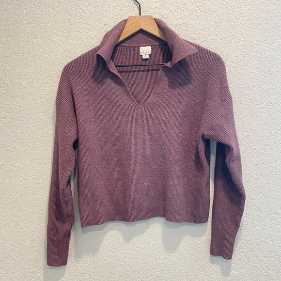 A New Day Collared Knit Cropped Sweater Medium - Picture 1 of 4